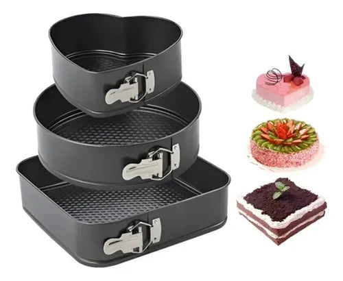 Molde Desmontable X 3  Antiadherente - BakeMaster Trio