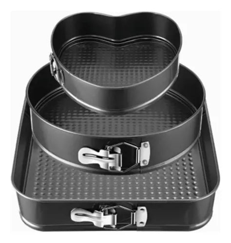 Molde Desmontable X 3  Antiadherente - BakeMaster Trio