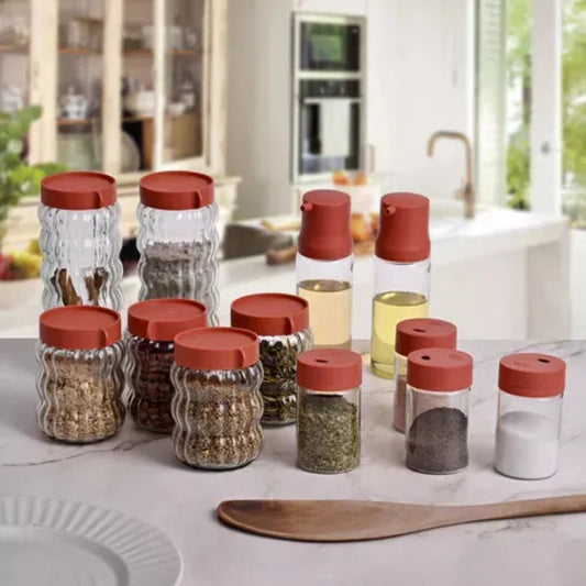 Set 12 Especieros Para Cocina Moderno De Vidrio Organizador-Kitchen Spice Pro Set